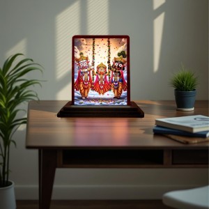 Car Desk/Table Top Lord Jagannath Wooden Photo Stand 3x4 Inches, Compact & Stylish Spiritual Display For Car, Home & Office (Pack Of 1) (F14499) Car Desk/Table Top Lord Jagannath Wooden Photo Stand 3x4 Inches, Compact & Stylish Spiritual Display For Car, Home & Office (Pack Of 1) (F14499)