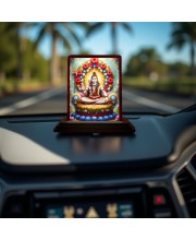 Car Desk/Table Top Lord Shiva Wooden Photo Stand 3x4 Inches, Compact & Stylish Spiritual Display For Car, Home & Office (Pack Of 1) (F14549)