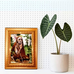Chandrashekharendra Saraswati Golden Designer Photo Frame | 10x14 Inch Religious Wall Hanging Frame For Home & Office Decoration | Hindu Deity Spiritual Gift Item