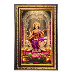 Goddess Saraswathi Digital Golden Balck Color Photo Frame | Hindu Religious Wall Decor | 10x16 Inches - Inspirational Wall Art For Office, Home Decor - Ideal Spiritual Gift (F16767) Goddess Saraswathi Digital Golden Balck Color Photo Frame | Hindu Religious Wall Decor | 10x16 Inches - Inspirational Wall Art For Office, Home Decor - Ideal Spiritual Gift (F16767)
