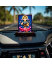 Car Desk/Table Top Goddess Lakshmi Wooden Photo Stand 3x4 Inches, Compact & Stylish Spiritual Display For Car, Home & Office (Pack Of 1) (F14527)