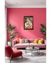 Radha Krishna Photo Frame For Wall & Table | 7x9 Inch Golden Cherry Finish | Decorative Radha Krishna Photo Frame For Home, Office & Pooja Room (F11823)