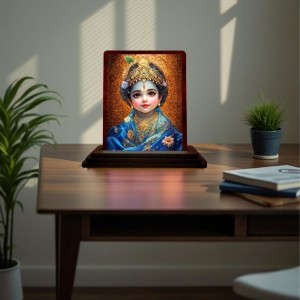 Car Desk/Table Top Lord Bal Krishna Wooden Photo Stand 3x4 Inches, Compact & Stylish Spiritual Display For Car, Home & Office (Pack Of 1) (F15128) Car Desk/Table Top Lord Bal Krishna Wooden Photo Stand 3x4 Inches, Compact & Stylish Spiritual Display For Car, Home & Office (Pack Of 1) (F15128)