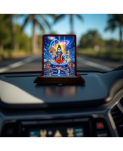 Car Desk/Table Top Lord Shiva Wooden Photo Stand 3x4 Inches, Compact & Stylish Spiritual Display For Car, Home & Office (Pack Of 1) (F14186)