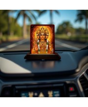 Car Desk/Table Top Lord Brahma Wooden Photo Stand 3x4 Inches, Compact & Stylish Spiritual Display For Car, Home & Office (Pack Of 1) (F14259)