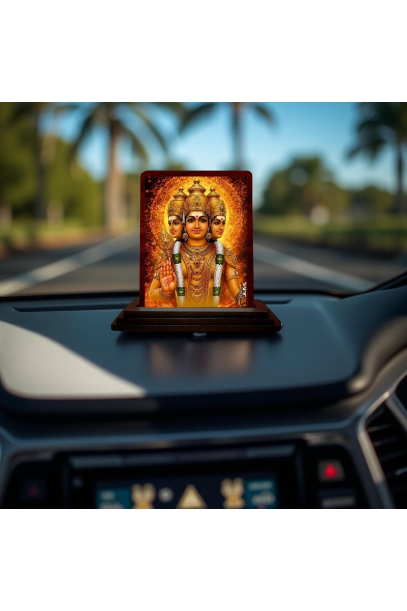 Car Desk/Table Top Lord Brahma Wooden Photo Stand 3x4 Inches, Compact & Stylish Spiritual Display For Car, Home & Office (Pack Of 1) (F14259)