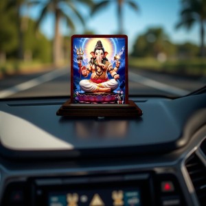 Car Desk/Table Top Lord Ganesha Wooden Photo Stand 3x4 Inches, Compact & Stylish Spiritual Display For Car, Home & Office (Pack Of 1) (F14616) Car Desk/Table Top Lord Ganesha Wooden Photo Stand 3x4 Inches, Compact & Stylish Spiritual Display For Car, Home & Office (Pack Of 1) (F14616)