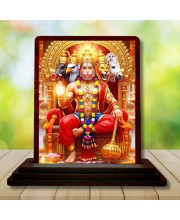 Car Desk/Table Top Lord Hanuman Wooden Photo Stand 3x4 Inches, Compact & Stylish Spiritual Display For Car, Home & Office (Pack Of 1) (F15140)
