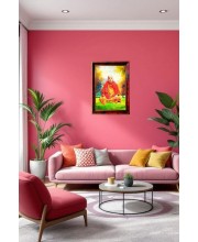 Swami Srila Prabhupada Ji Photo Frame For Wall & Table | 7x9 Inch Golden Cherry Finish | Decorative Swami Srila Prabhupada Ji Photo Frame For Home, Office & Pooja Room (F11527)