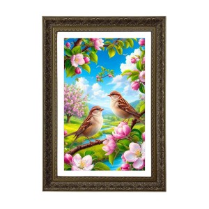 Sparrows On A Cherry Blossom Branch Big Photo Frame - 20x28 Inches For Home,Temple & Office Decoration (F10678) Sparrows On A Cherry Blossom Branch Big Photo Frame - 20x28 Inches For Home,Temple & Office Decoration (F10678)