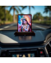 Car Desk/Table Top Cute Radha Wooden Photo Stand 3x4 Inches, Compact & Stylish Spiritual Display For Car, Home & Office (Pack Of 1) (F14366)