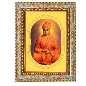 Swami VIvekananda Spiritual Guru Digital Photo In Designer Frame, Size 12x18 Inch | Hindu Religious Picture For Home Temple, Office & Gift | Wall Art & Pooja Decor (F10418)