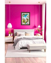 Sparrows On A Cherry Blossom Branch Big Photo Frame - 20x28 Inches For Home,Temple & Office Decoration (F10678)