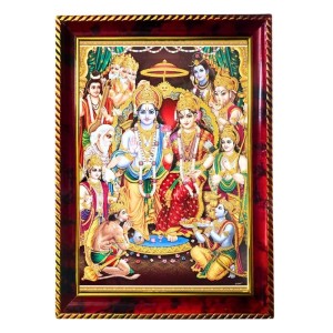 Ram Darbar Photo Frame For Wall & Table | 7x9 Inch Golden Cherry Finish | Decorative Ram Darbar Photo Frame For Home, Office & Pooja Room (F11847)