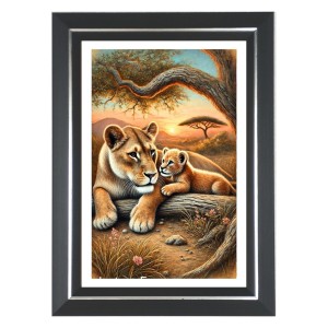 Lions Photo Wall & Table Frame | 10x14 Inch Black Designer | Perfect For Gifting & Home Decor (F9641)