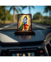 Car Desk/Table Top Lord Karthikeya Wooden Photo Stand 3x4 Inches, Compact & Stylish Spiritual Display For Car, Home & Office (Pack Of 1) (F14250)