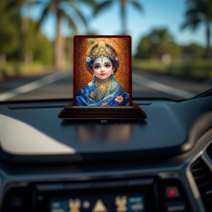 Car Desk/Table Top Lord Bal Krishna Wooden Photo Stand 3x4 Inches, Compact & Stylish Spiritual Display For Car, Home & Office (Pack Of 1) (F15128) Car Desk/Table Top Lord Bal Krishna Wooden Photo Stand 3x4 Inches, Compact & Stylish Spiritual Display For Car, Home & Office (Pack Of 1) (F15128)