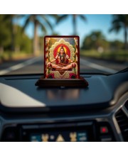 Car Desk/Table Top Lord Shiva Wooden Photo Stand 3x4 Inches, Compact & Stylish Spiritual Display For Car, Home & Office (Pack Of 1) (F14147)