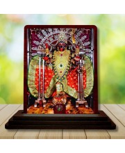 Car Desk/Table Top Goddess Maa Kali Wooden Photo Stand 3x4 Inches, Compact & Stylish Spiritual Display For Car, Home & Office (Pack Of 1) (F14176)