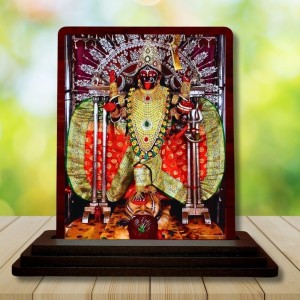 Car Desk/Table Top Goddess Maa Kali Wooden Photo Stand 3x4 Inches, Compact & Stylish Spiritual Display For Car, Home & Office (Pack Of 1) (F14176)