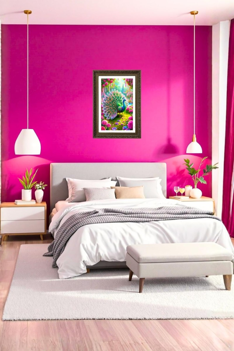 Peacock Big Photo Frame - 20x28 Inches For Home,Temple & Office Decoration (F10685)