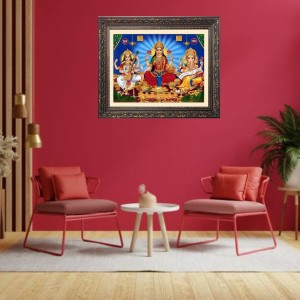 Srasati, lakhsmi, ganesh Big Photo Frame - 18x22 Inches for Home,Temple & Office Decoration Srasati, lakhsmi, ganesh Big Photo Frame - 18x22 Inches for Home,Temple & Office Decoration