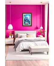 Two Blue Pigeons Big Photo Frame - 20x28 Inches For Home,Temple & Office Decoration (F10677)