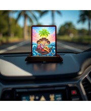 Car Desk/Table Top Lord Vishnu And Lakshmi Wooden Photo Stand 3x4 Inches, Compact & Stylish Spiritual Display For Car, Home & Office (Pack Of 1) (F14302)