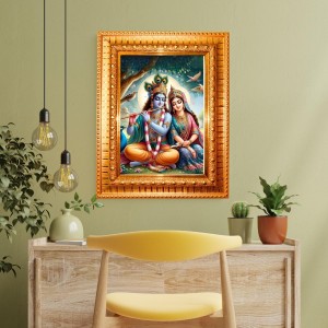 Flue Radha And Krishna Golden Designer Photo Frame | 10x14 Inch Religious Wall Hanging Frame For Home & Office Decoration | Hindu Deity Flue Radha And Krishna Spiritual Gift Item Flue Radha And Krishna Golden Designer Photo Frame | 10x14 Inch Religious Wall Hanging Frame For Home & Office Decoration | Hindu Deity Flue Radha And Krishna Spiritual Gift Item