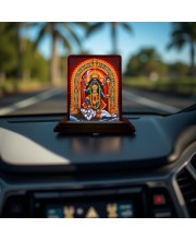 Car Desk/Table Top Goddess Maa Kali Wooden Photo Stand 3x4 Inches, Compact & Stylish Spiritual Display For Car, Home & Office (Pack Of 1) (F14175)