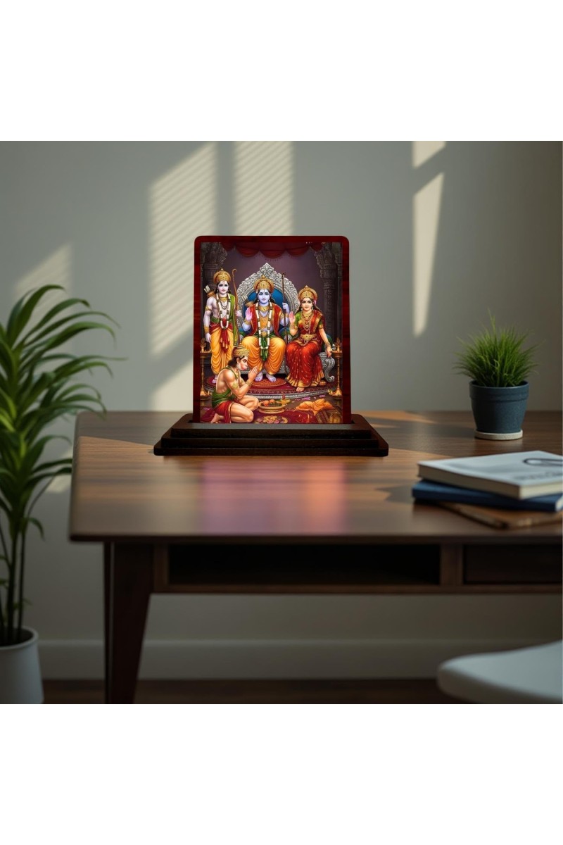 Car Desk/Table Top Lord RamSiya Wooden Photo Stand 3x4 Inches, Compact & Stylish Spiritual Display For Car, Home & Office (Pack Of 1) (F15192)