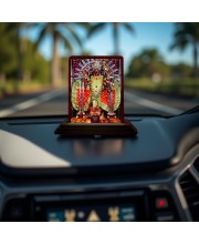 Car Desk/Table Top Goddess Maa Kali Wooden Photo Stand 3x4 Inches, Compact & Stylish Spiritual Display For Car, Home & Office (Pack Of 1) (F14176)
