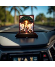 Car Desk/Table Top Lord Hanuman Wooden Photo Stand 3x4 Inches, Compact & Stylish Spiritual Display For Car, Home & Office (Pack Of 1) (F14345)