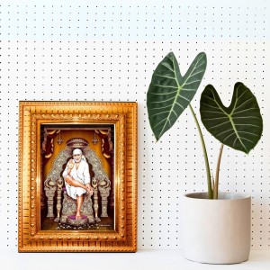 Shirdi Sai Baba Golden Designer Photo Frame | 10x14 Inch Religious Wall Hanging Frame For Home & Office Decoration | Hindu Deity Shirdi Sai Baba Spiritual Gift Item Shirdi Sai Baba Golden Designer Photo Frame | 10x14 Inch Religious Wall Hanging Frame For Home & Office Decoration | Hindu Deity Shirdi Sai Baba Spiritual Gift Item