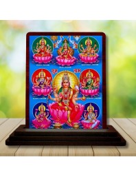 Car Desk/Table Top Ashta Lakshmi Wooden Photo Stand 3x4 Inches, Compact & Stylish Spiritual Display For Car, Home & Office (Pack Of 1) (F14154)