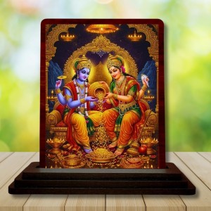 Car Desk/Table Top Lord Vishnu Laxmi Wooden Photo Stand 3x4 Inches, Compact & Stylish Spiritual Display For Car, Home & Office (Pack Of 1) (F15109) Car Desk/Table Top Lord Vishnu Laxmi Wooden Photo Stand 3x4 Inches, Compact & Stylish Spiritual Display For Car, Home & Office (Pack Of 1) (F15109)