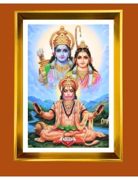 Ram, Sita & Hanuman Golden Photo Frame - 16x20 Inches | Elegant Wooden Frame For Home, Office & Temple Decoration | Spiritual Wall & Table Decor And Gift Item (F9894)