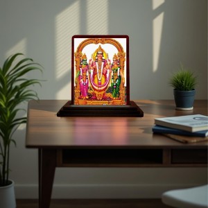 Car Desk/Table Top Lord Murugan Wooden Photo Stand 3x4 Inches, Compact & Stylish Spiritual Display For Car, Home & Office (Pack Of 1) (F14279)