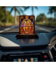 Car Desk/Table Top Lord Vishnu Lakshmi Wooden Photo Stand 3x4 Inches, Compact & Stylish Spiritual Display For Car, Home & Office (Pack Of 1) (F14191)