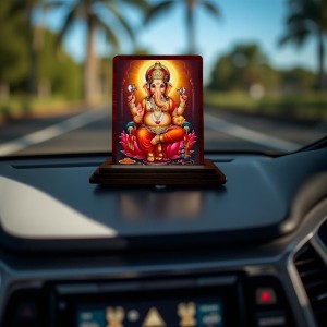 Car Desk/Table Top Lord Ganesha Wooden Photo Stand 3x4 Inches, Compact & Stylish Spiritual Display For Car, Home & Office (Pack Of 1) (F14156) Car Desk/Table Top Lord Ganesha Wooden Photo Stand 3x4 Inches, Compact & Stylish Spiritual Display For Car, Home & Office (Pack Of 1) (F14156)