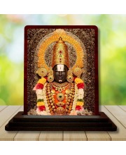 Car Desk/Table Top Lord Balaji Wooden Photo Stand 3x4 Inches, Compact & Stylish Spiritual Display For Car, Home & Office (Pack Of 1) (F15156)