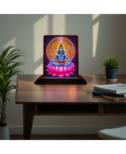 Car Desk/Table Top Lord Shankar Wooden Photo Stand 3x4 Inches, Compact & Stylish Spiritual Display For Car, Home & Office (Pack Of 1) (F15066)