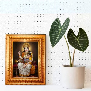 Lord Hanuman Golden Designer Photo Frame | 14x18 Inch Religious Wall Hanging Frame For Home, Office Decoration and Spiritual Gift Item (M3)