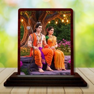 Car Desk/Table Top Lord Rama Sita Wooden Photo Stand 3x4 Inches, Compact & Stylish Spiritual Display For Car, Home & Office (Pack Of 1) (F14352) Car Desk/Table Top Lord Rama Sita Wooden Photo Stand 3x4 Inches, Compact & Stylish Spiritual Display For Car, Home & Office (Pack Of 1) (F14352)