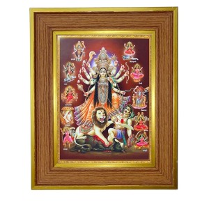 Goddess Durga Maa Photo Frame 12x16 Inches-Brown Wooden Frame For Home, Office & Temple Decoration And Gifting (F6278) Goddess Durga Maa Photo Frame 12x16 Inches-Brown Wooden Frame For Home, Office & Temple Decoration And Gifting (F6278)