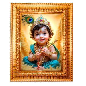 Maa Kaali Golden Designer Photo Frame | 16x20 Inch Religious Wall Hanging Frame For Home, Office Decoration and Spiritual Gift Item (M2)