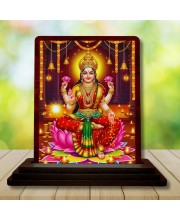 Car Desk/Table Top Maa Laxmi Wooden Photo Stand 3x4 Inches, Compact & Stylish Spiritual Display For Car, Home & Office (Pack Of 1) (F15056)