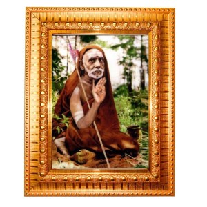Chandrashekharendra Saraswati Golden Designer Photo Frame | 10x14 Inch Religious Wall Hanging Frame For Home & Office Decoration | Hindu Deity Spiritual Gift Item