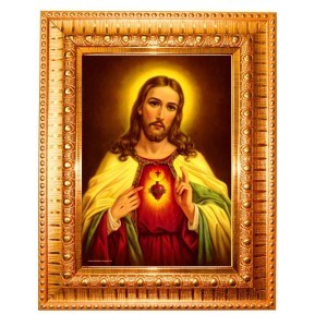 Jesus Christ Golden Designer Photo Frame | 16x20 Inch Religious Wall Hanging Frame For Home & Office Decoration | Hindu Deity Spiritual Gift Item Jesus Christ Golden Designer Photo Frame | 16x20 Inch Religious Wall Hanging Frame For Home & Office Decoration | Hindu Deity Spiritual Gift Item