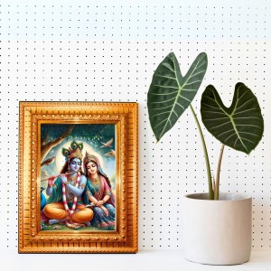 Flue Radha And Krishna Golden Designer Photo Frame | 10x14 Inch Religious Wall Hanging Frame For Home & Office Decoration | Hindu Deity Flue Radha And Krishna Spiritual Gift Item Flue Radha And Krishna Golden Designer Photo Frame | 10x14 Inch Religious Wall Hanging Frame For Home & Office Decoration | Hindu Deity Flue Radha And Krishna Spiritual Gift Item